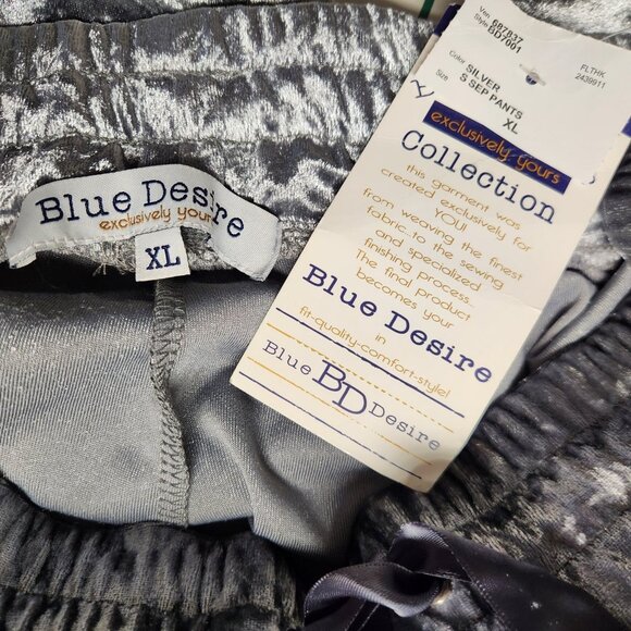 Blue Desire XL Joggers Velour Shimmery Silver Gray Holiday Pants Stretch NWT - Picture 5 of 7